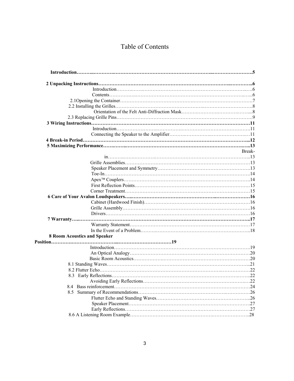 Avalon Acoustics AVALON ASCENDANT User Manual | Page 3 / 37