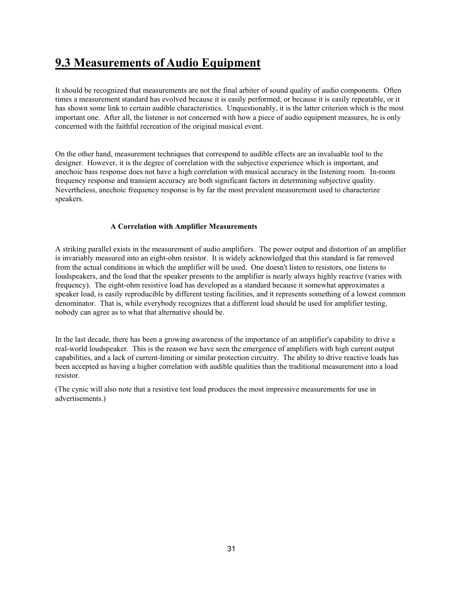 3 measurements of audio equipment | Avalon Acoustics AVALON ASCENDANT User Manual | Page 31 / 37