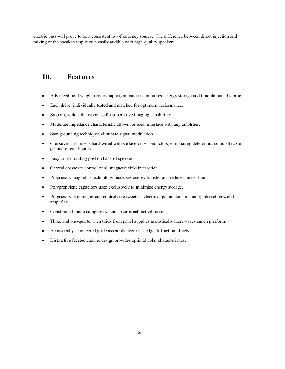 Features | Avalon Acoustics AVALON ASCENDANT User Manual | Page 35 / 37