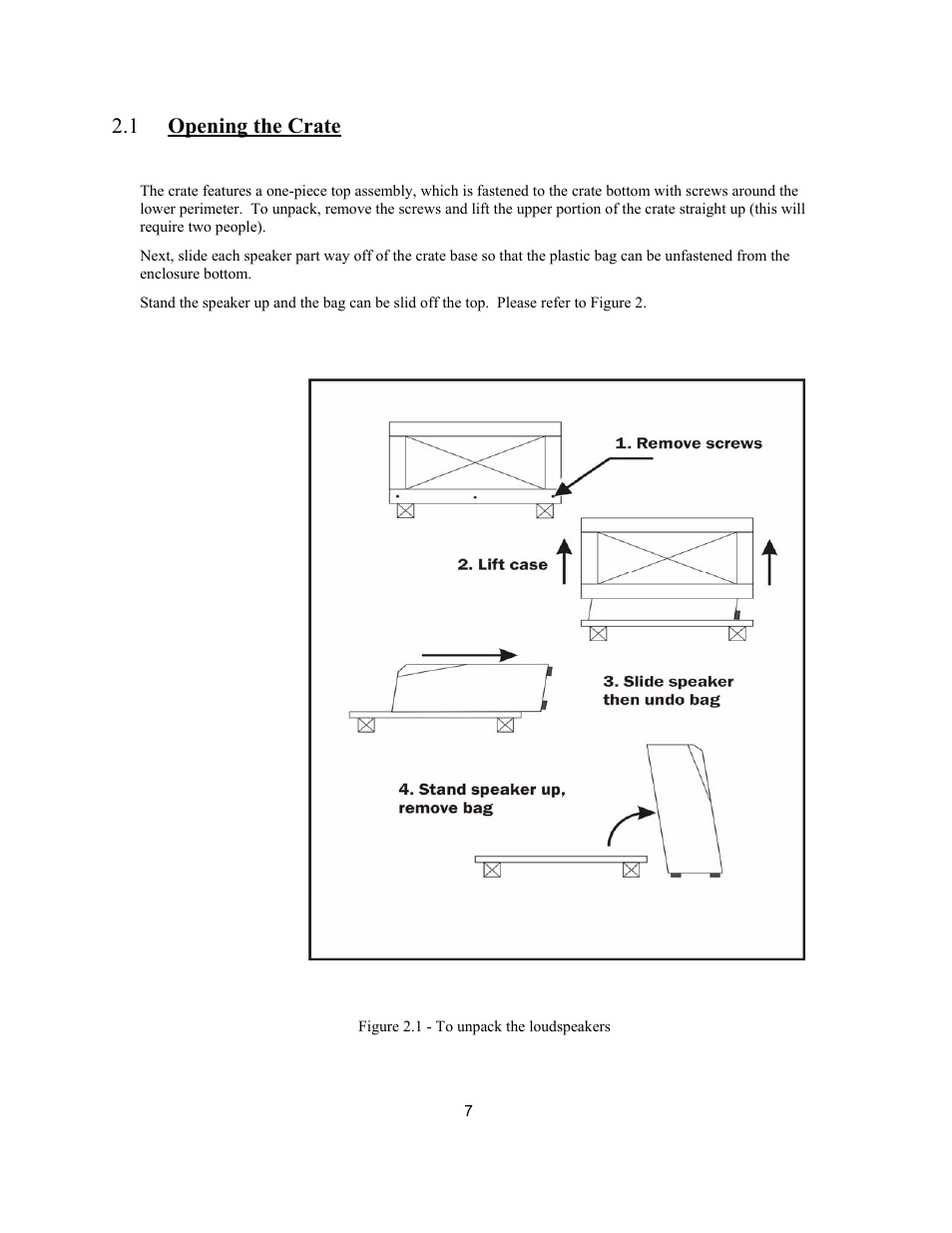 1 opening the crate | Avalon Acoustics AVALON ASCENDANT User Manual | Page 7 / 37