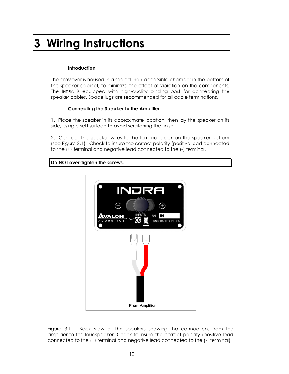 3 wiring instructions | Avalon Acoustics AVALON INDRA User Manual | Page 10 / 44