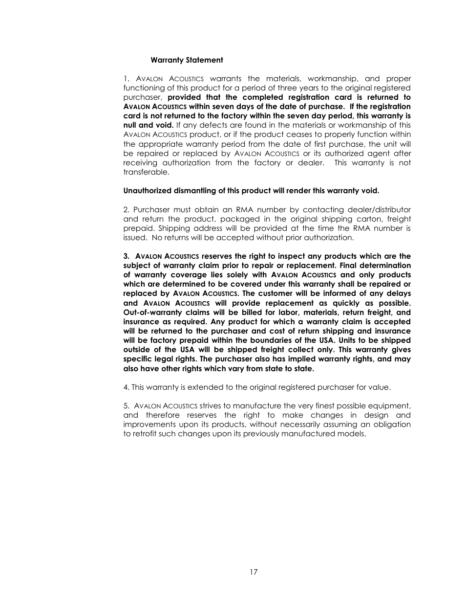 Avalon Acoustics AVALON INDRA User Manual | Page 17 / 44
