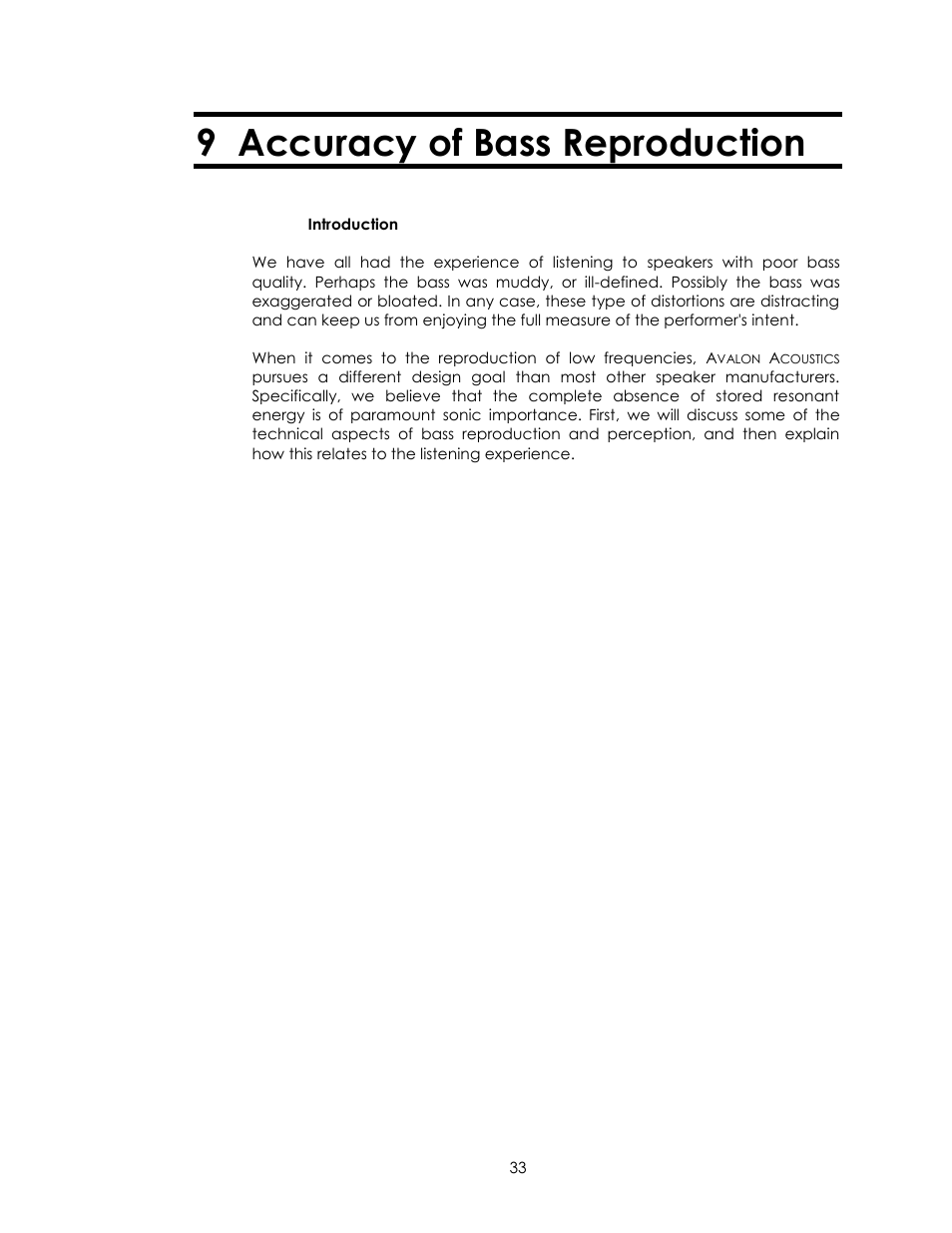 9 accuracy of bass reproduction | Avalon Acoustics AVALON INDRA User Manual | Page 33 / 44