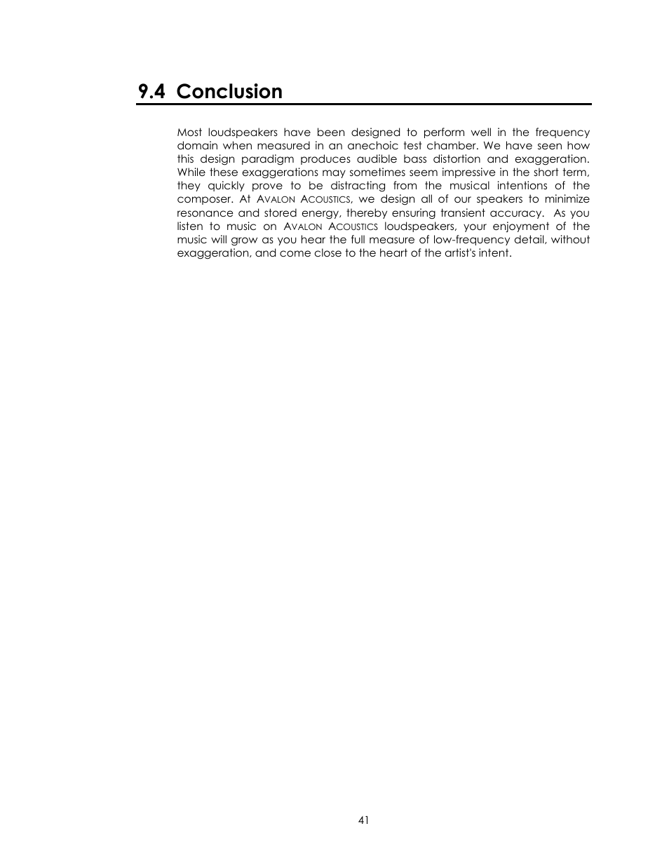 4 conclusion | Avalon Acoustics AVALON INDRA User Manual | Page 41 / 44