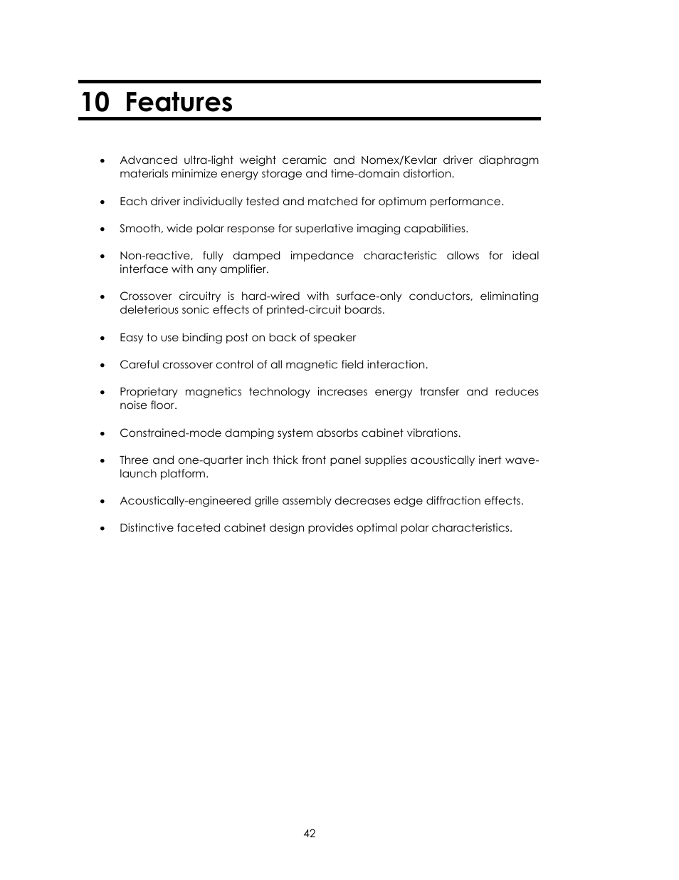 10 features | Avalon Acoustics AVALON INDRA User Manual | Page 42 / 44