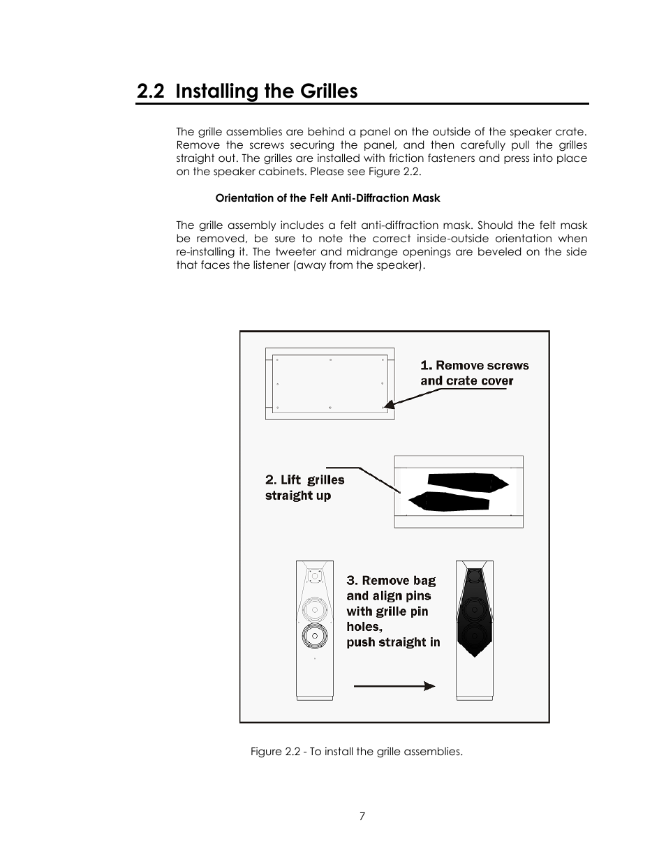 2 installing the grilles | Avalon Acoustics AVALON INDRA User Manual | Page 7 / 44
