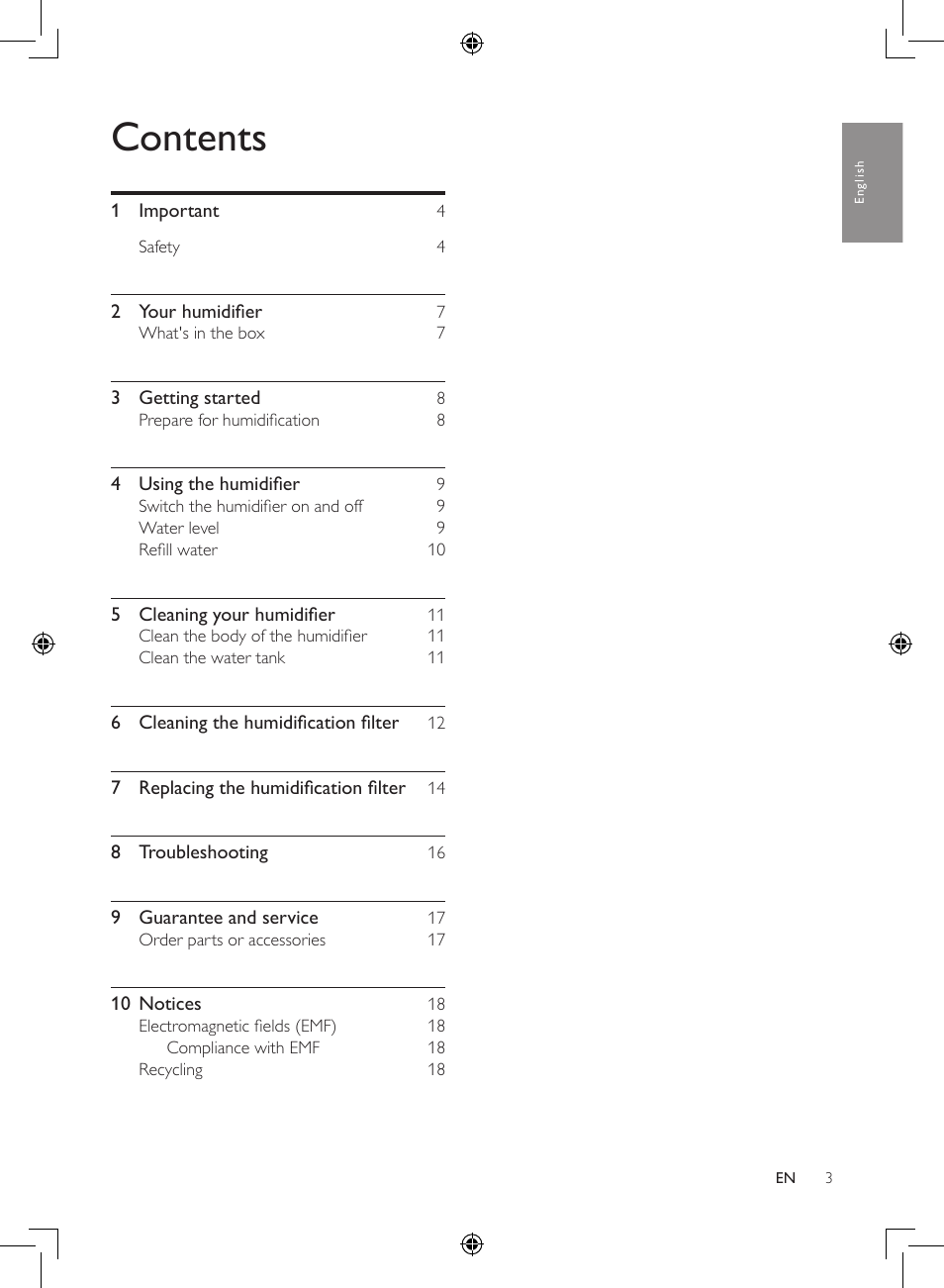 Philips Luftbefeuchter User Manual | Page 3 / 116