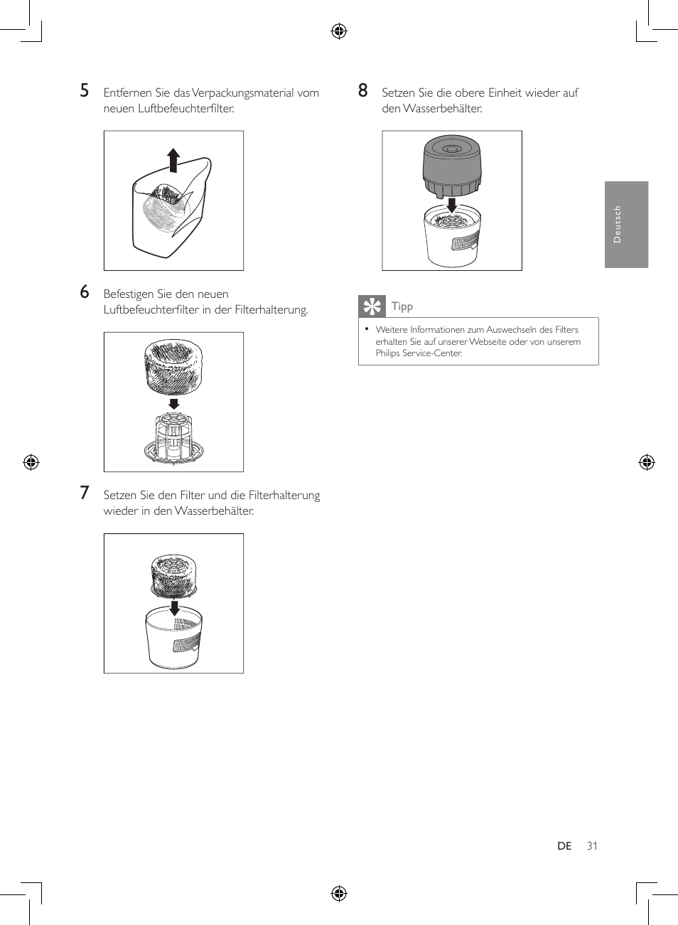 Philips Luftbefeuchter User Manual | Page 31 / 116