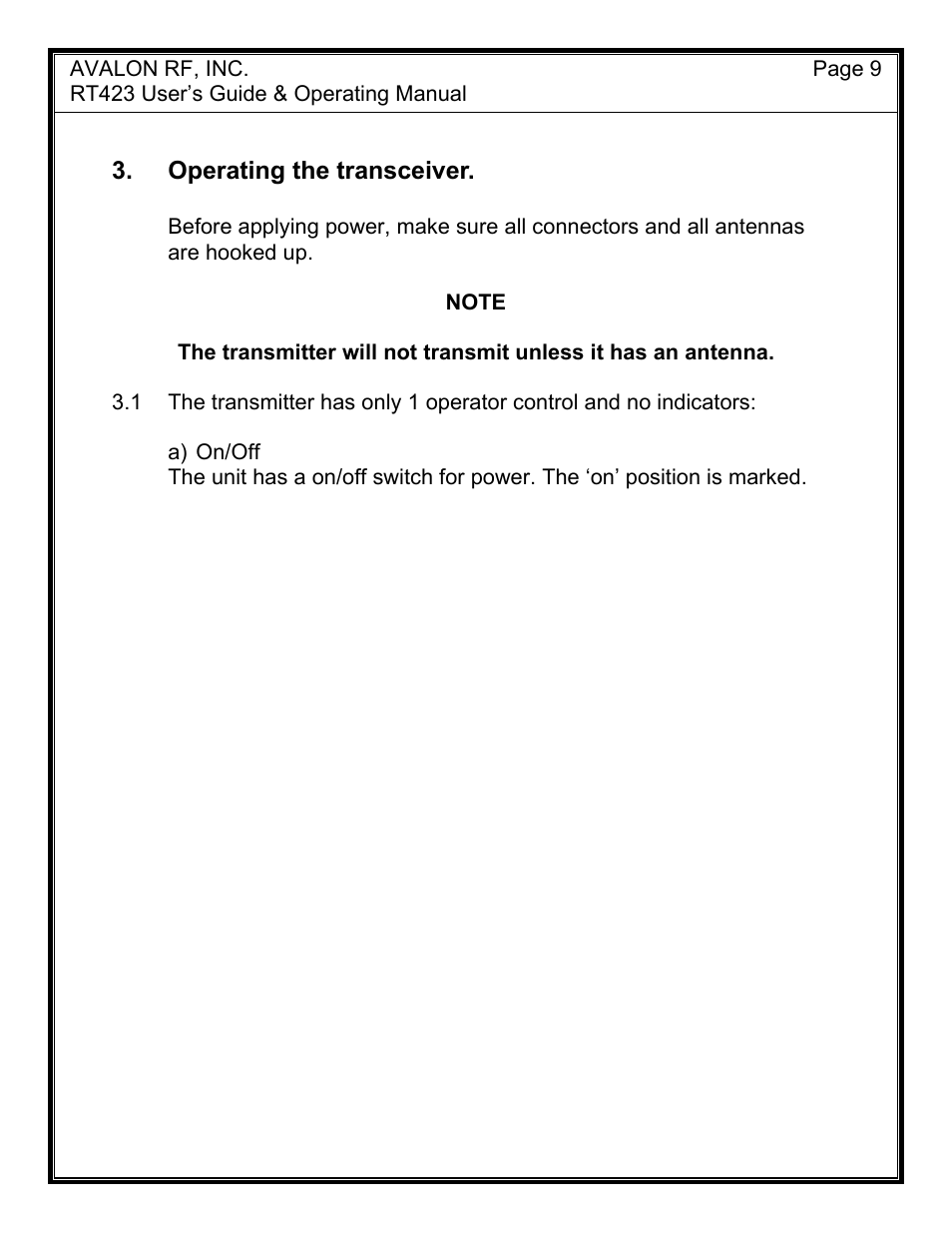 AValon RF RT423 User Manual | Page 11 / 13