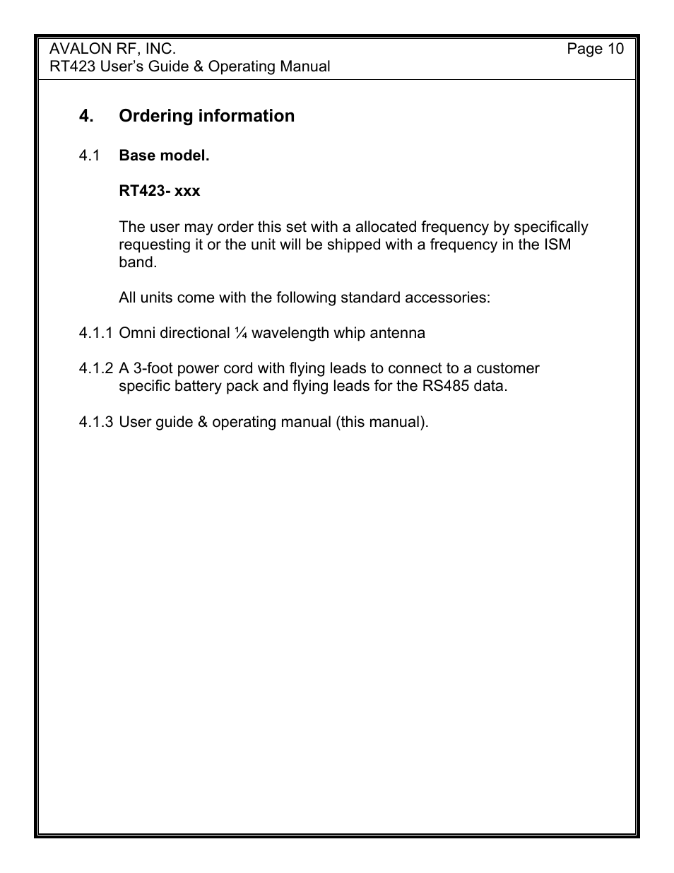 AValon RF RT423 User Manual | Page 12 / 13