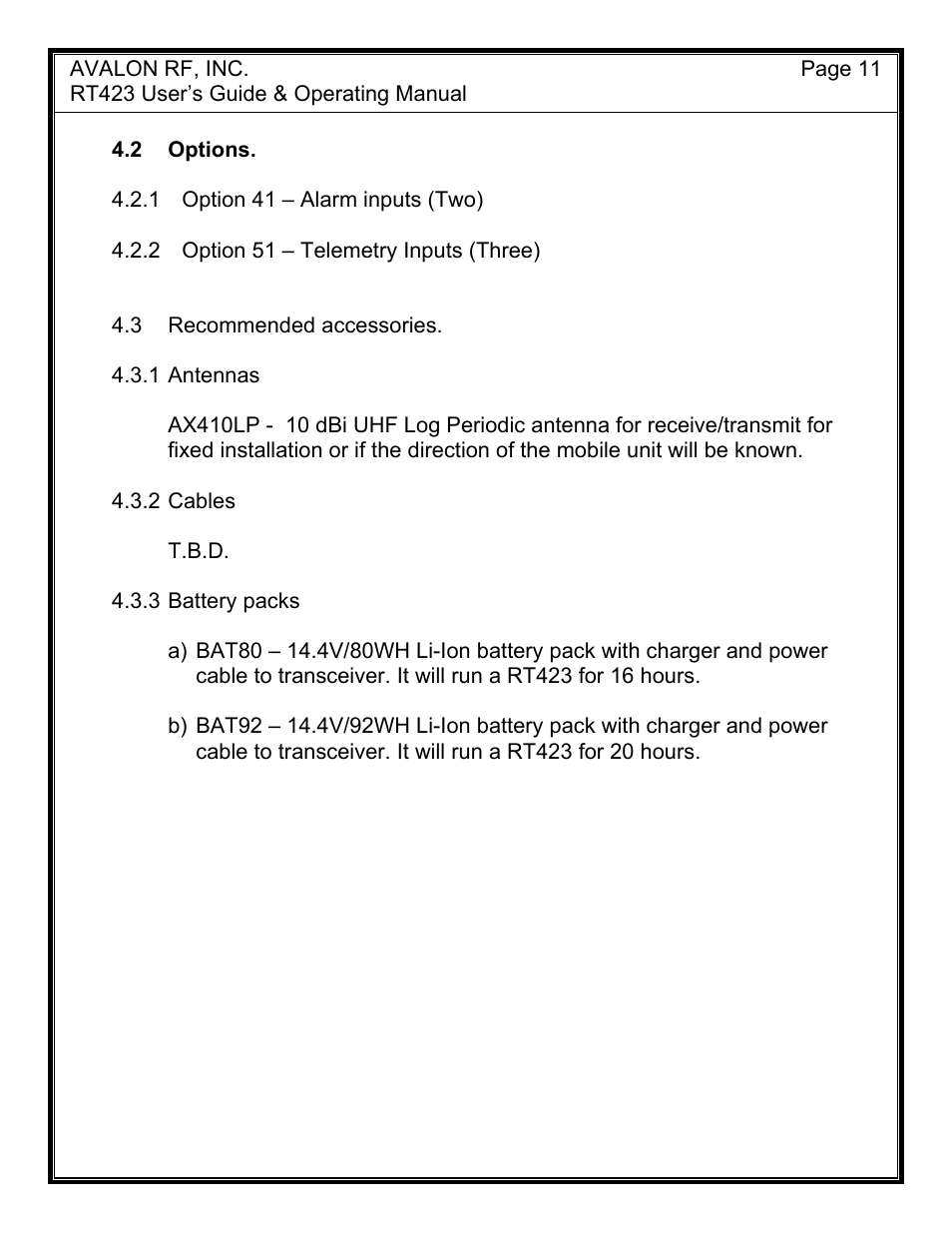 AValon RF RT423 User Manual | Page 13 / 13