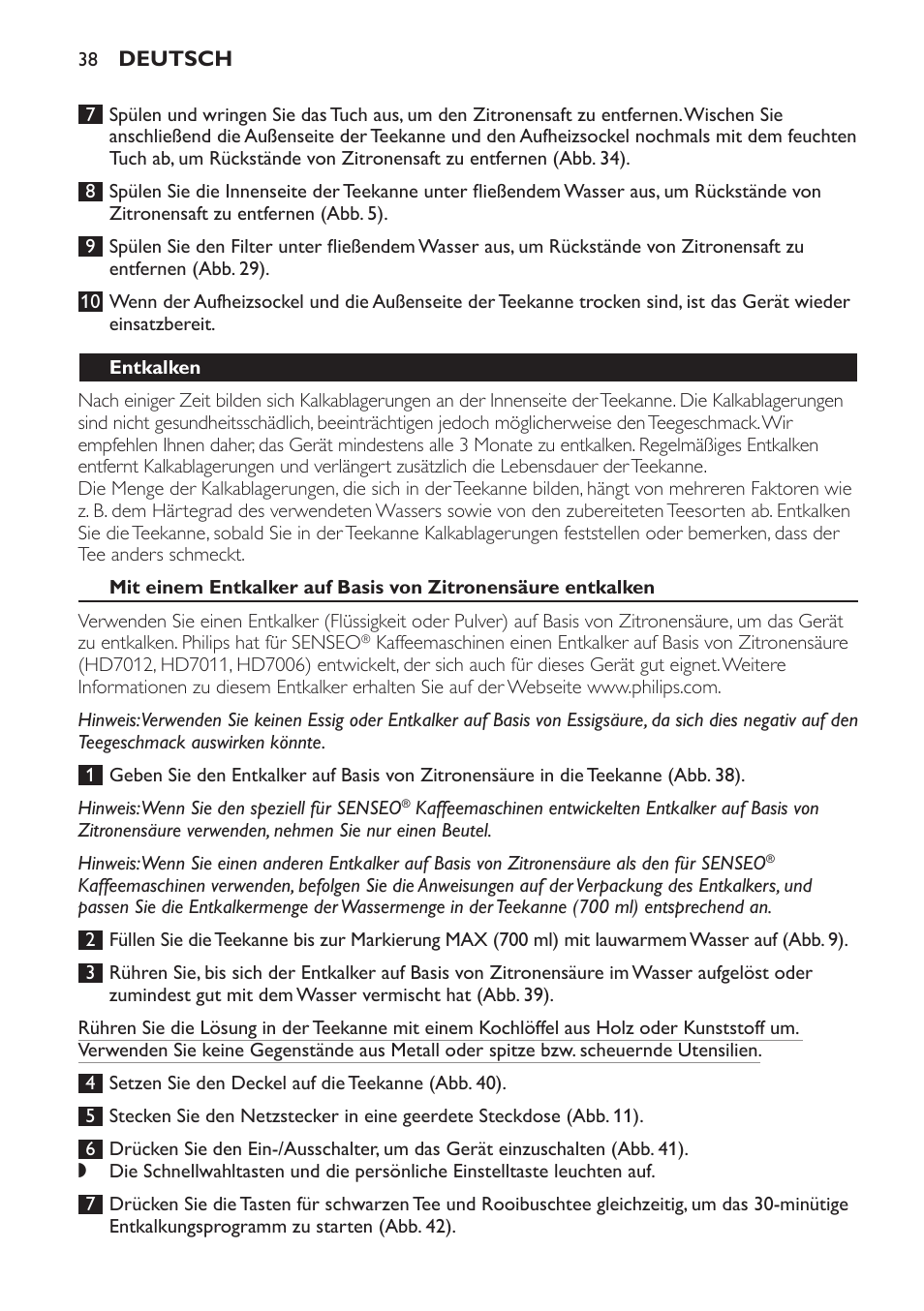 Philips Teezubereiter User Manual | Page 38 / 72