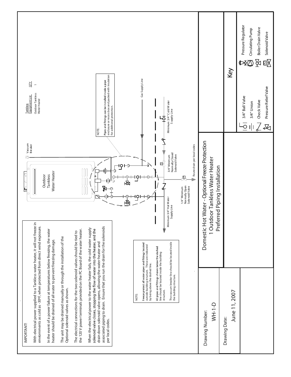 Ke y, Drawing number: drawing date | American Water Heater Tankless Water Heater  System User Manual | Page 15 / 36