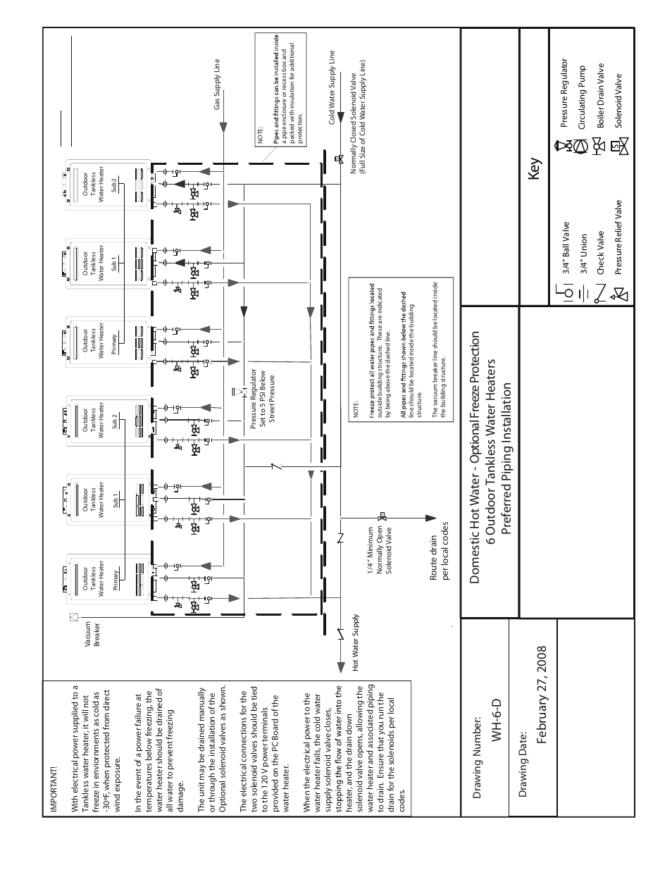 Ke y, Drawing number: drawing date | American Water Heater Tankless Water Heater  System User Manual | Page 18 / 36