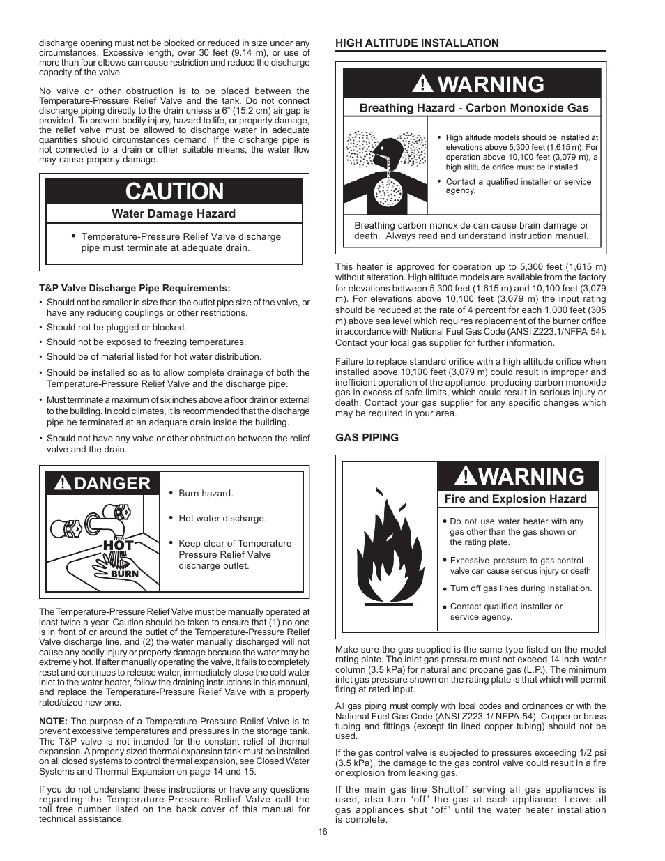 Caution, Danger | American Water Heater vG6250t76nv User Manual | Page 16 / 40