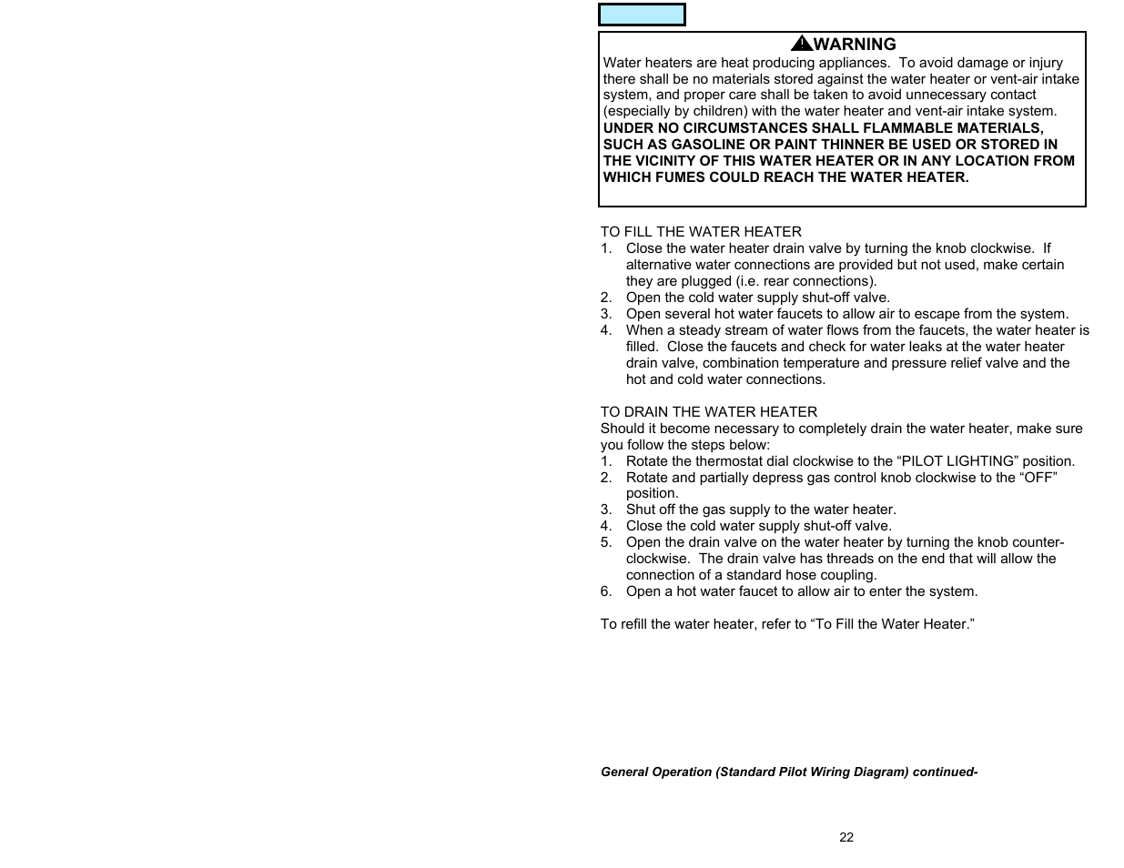 General operation | American Water Heater GAS-FIRED COMMERCIAL WATER HEATER User Manual | Page 22 / 44