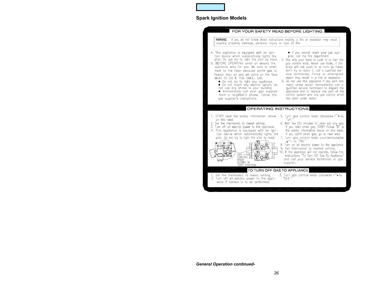 Spark ignition models | American Water Heater GAS-FIRED COMMERCIAL WATER HEATER User Manual | Page 26 / 44