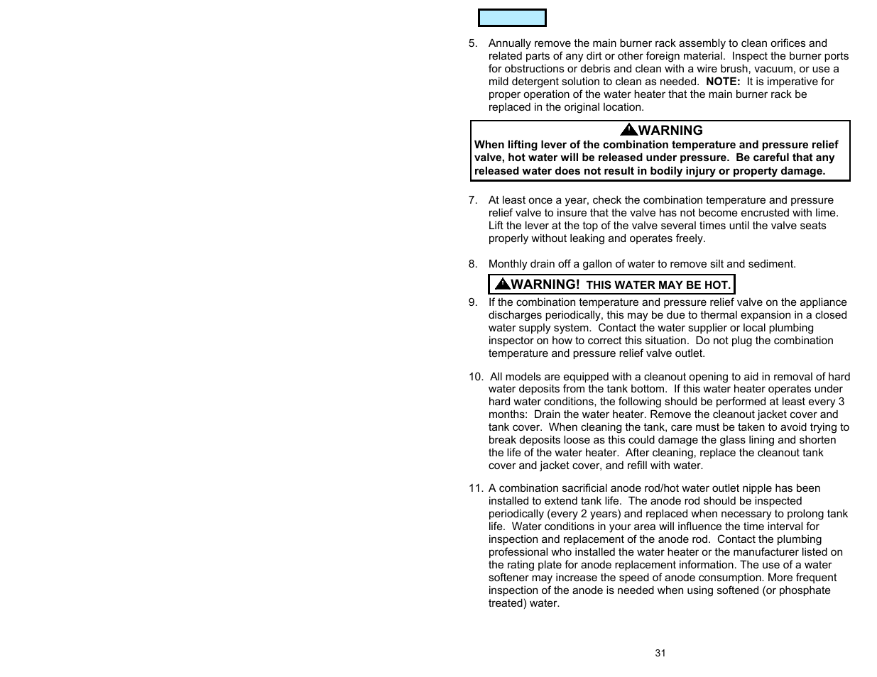 American Water Heater GAS-FIRED COMMERCIAL WATER HEATER User Manual | Page 31 / 44