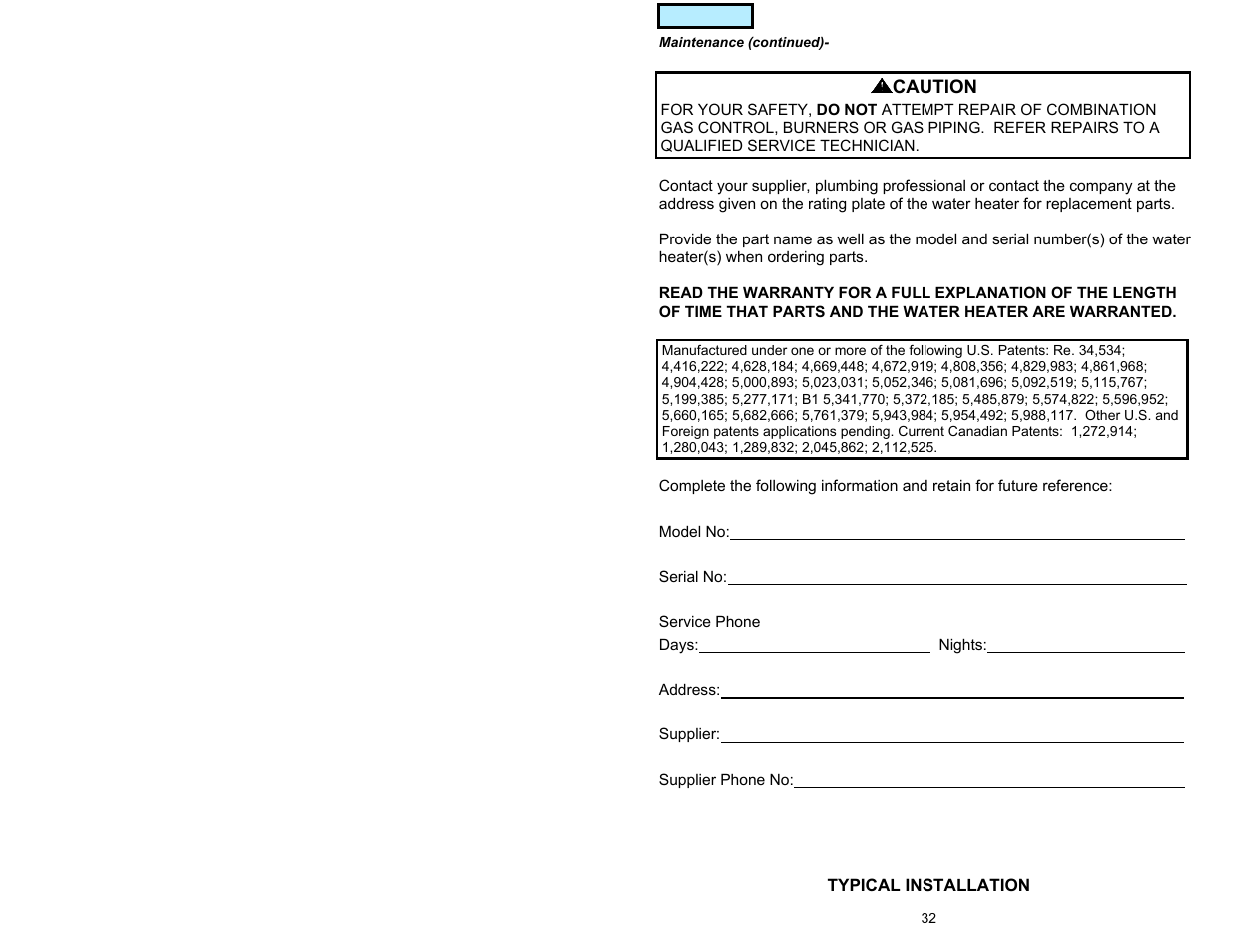 American Water Heater GAS-FIRED COMMERCIAL WATER HEATER User Manual | Page 32 / 44