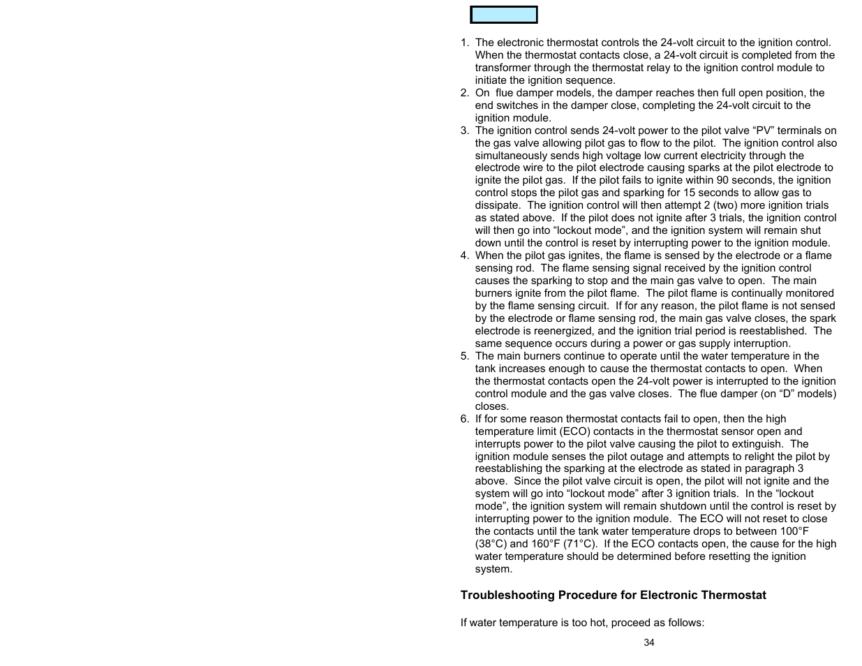 Operating & troubleshooting guide | American Water Heater GAS-FIRED COMMERCIAL WATER HEATER User Manual | Page 34 / 44