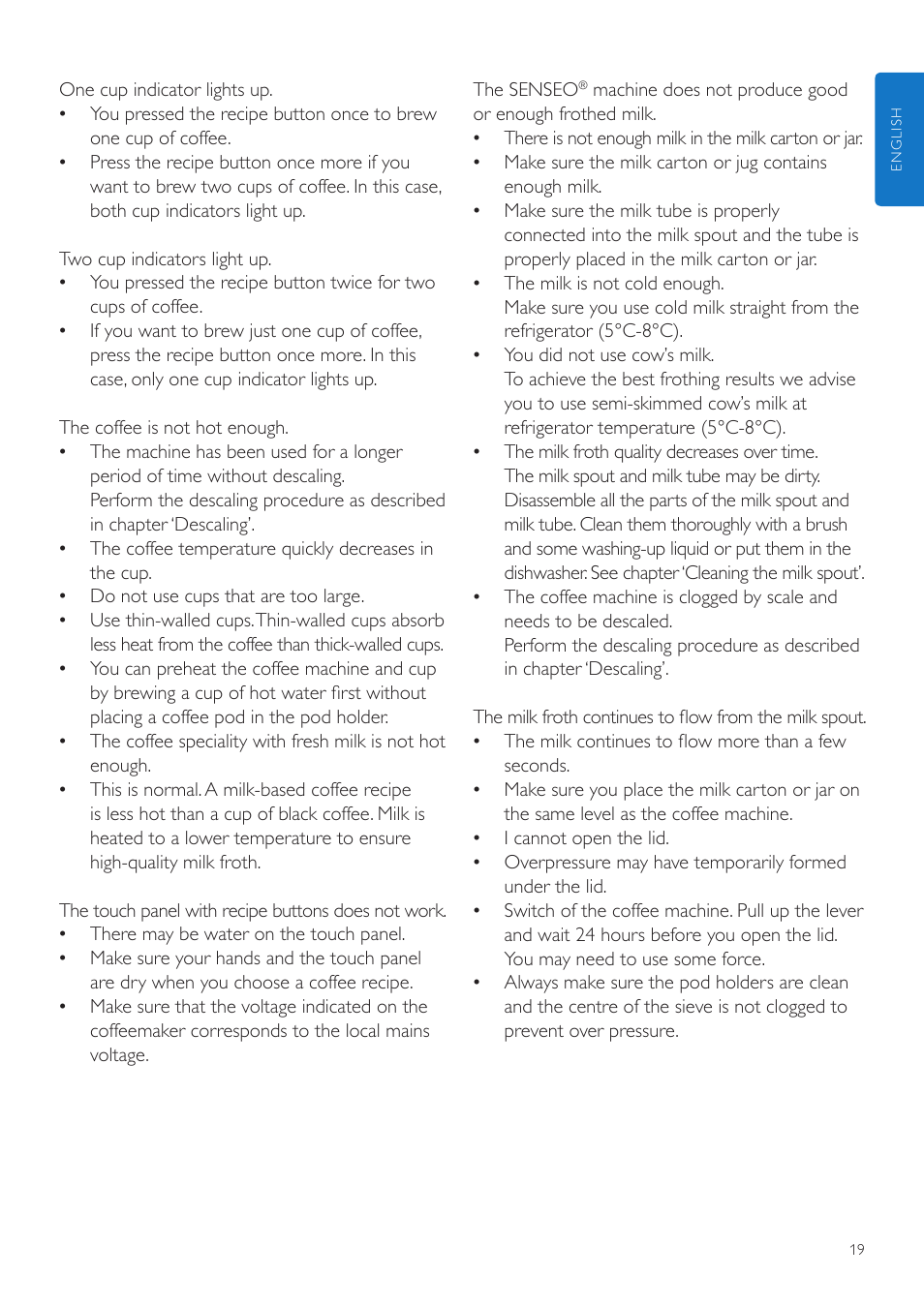 Philips SENSEO® Latte Duo Kaffeepadmaschine User Manual | Page 19 / 76