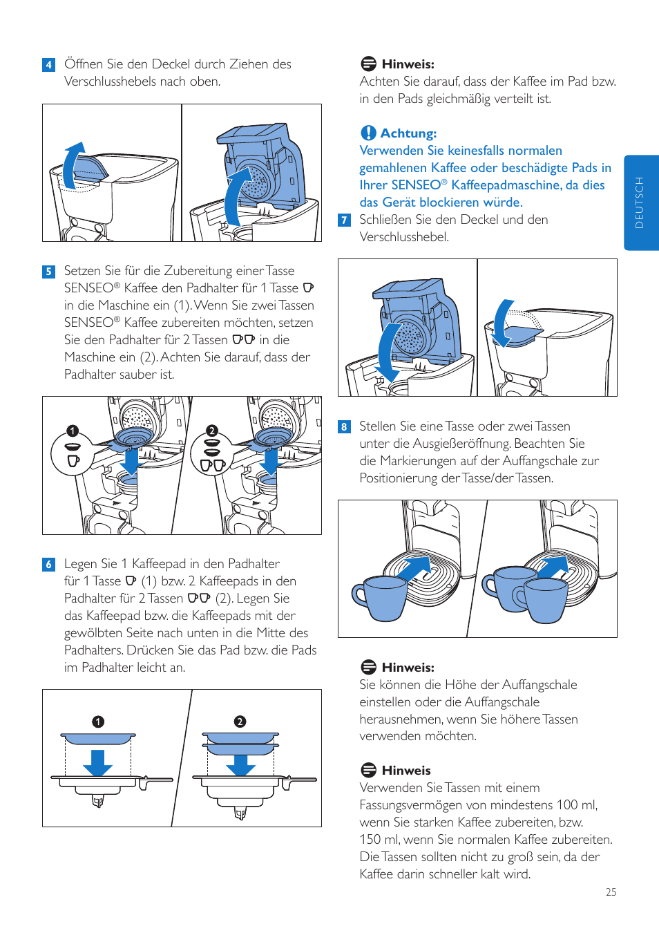 Philips SENSEO® Latte Duo Kaffeepadmaschine User Manual | Page 25 / 76