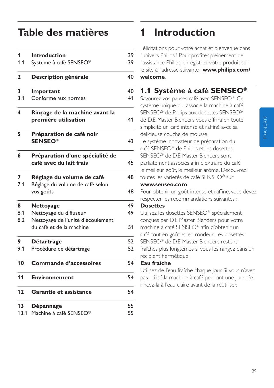 Philips SENSEO® Latte Duo Kaffeepadmaschine User Manual | Page 39 / 76