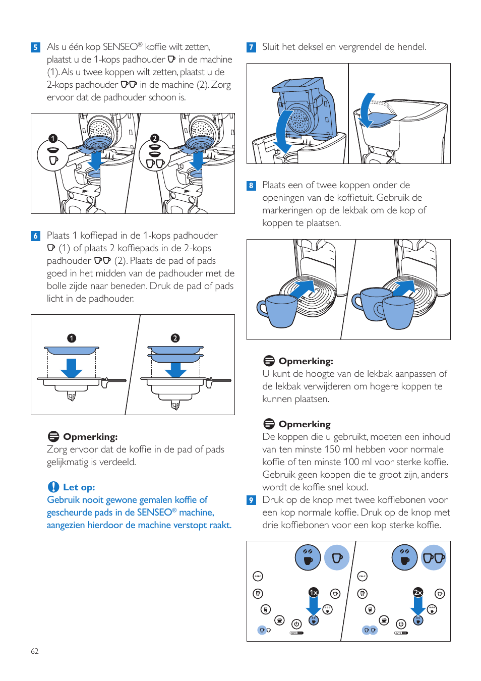 Philips SENSEO® Latte Duo Kaffeepadmaschine User Manual | Page 62 / 76