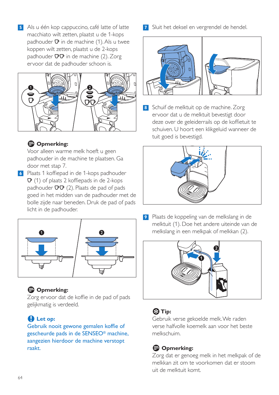 Philips SENSEO® Latte Duo Kaffeepadmaschine User Manual | Page 64 / 76