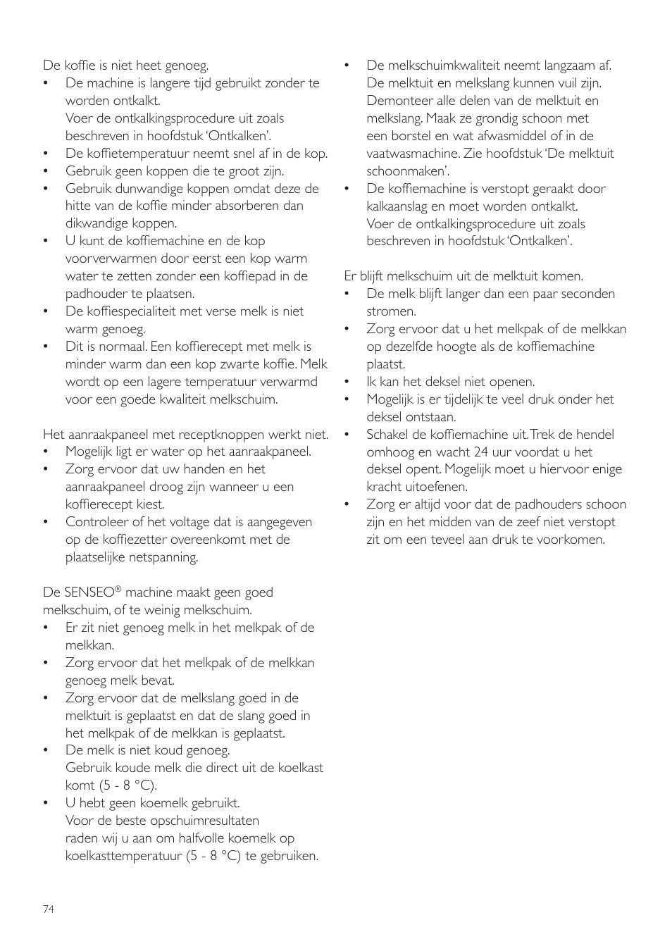 Philips SENSEO® Latte Duo Kaffeepadmaschine User Manual | Page 74 / 76