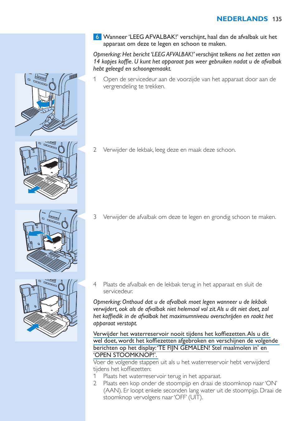 Espressokoffie zetten met koffiebonen | Philips Kaffeevollautomat User Manual | Page 135 / 154