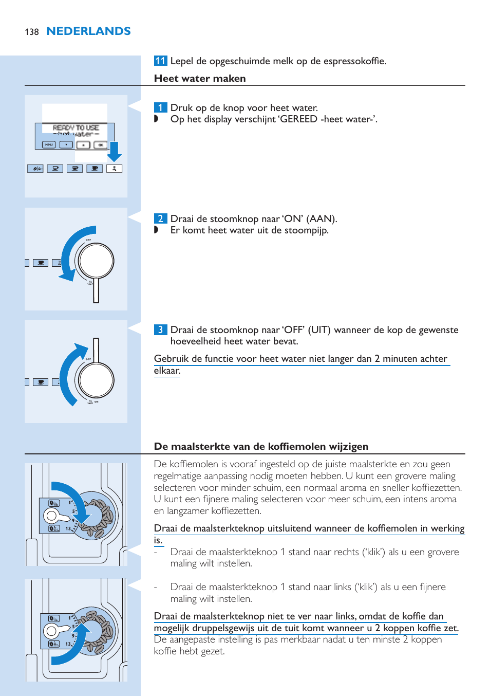 Espressokoffie zetten met gemalen koffie, De hoeveelheid te zetten espressokoffie wijzigen | Philips Kaffeevollautomat User Manual | Page 138 / 154