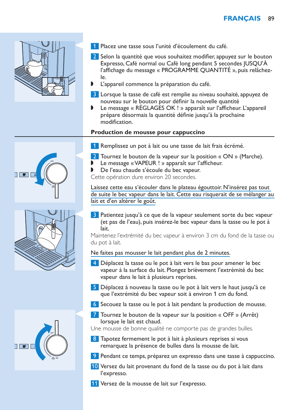 Préparation de l’expresso avec du café moulu | Philips Kaffeevollautomat User Manual | Page 89 / 154