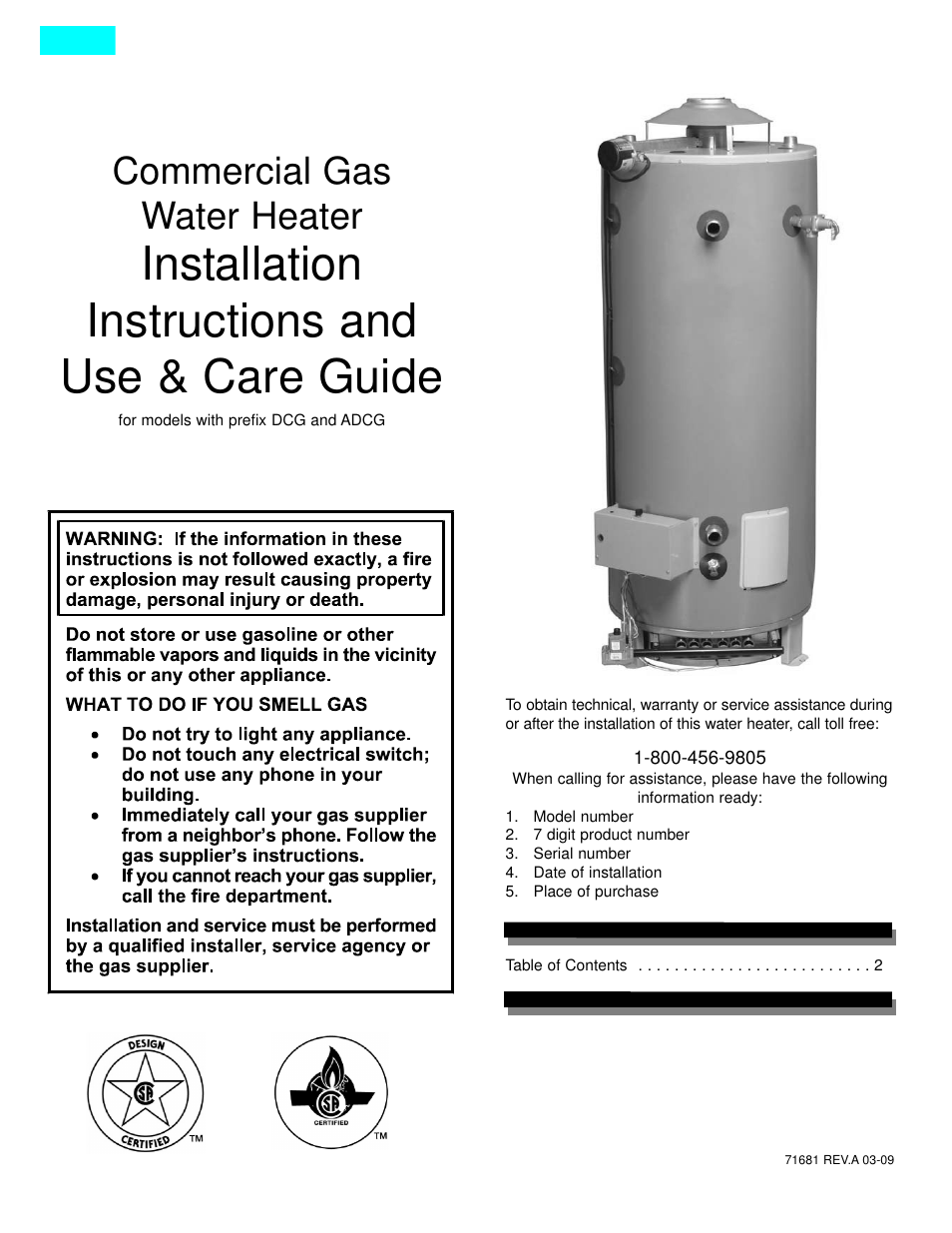 American Water Heater DCG User Manual | 26 pages