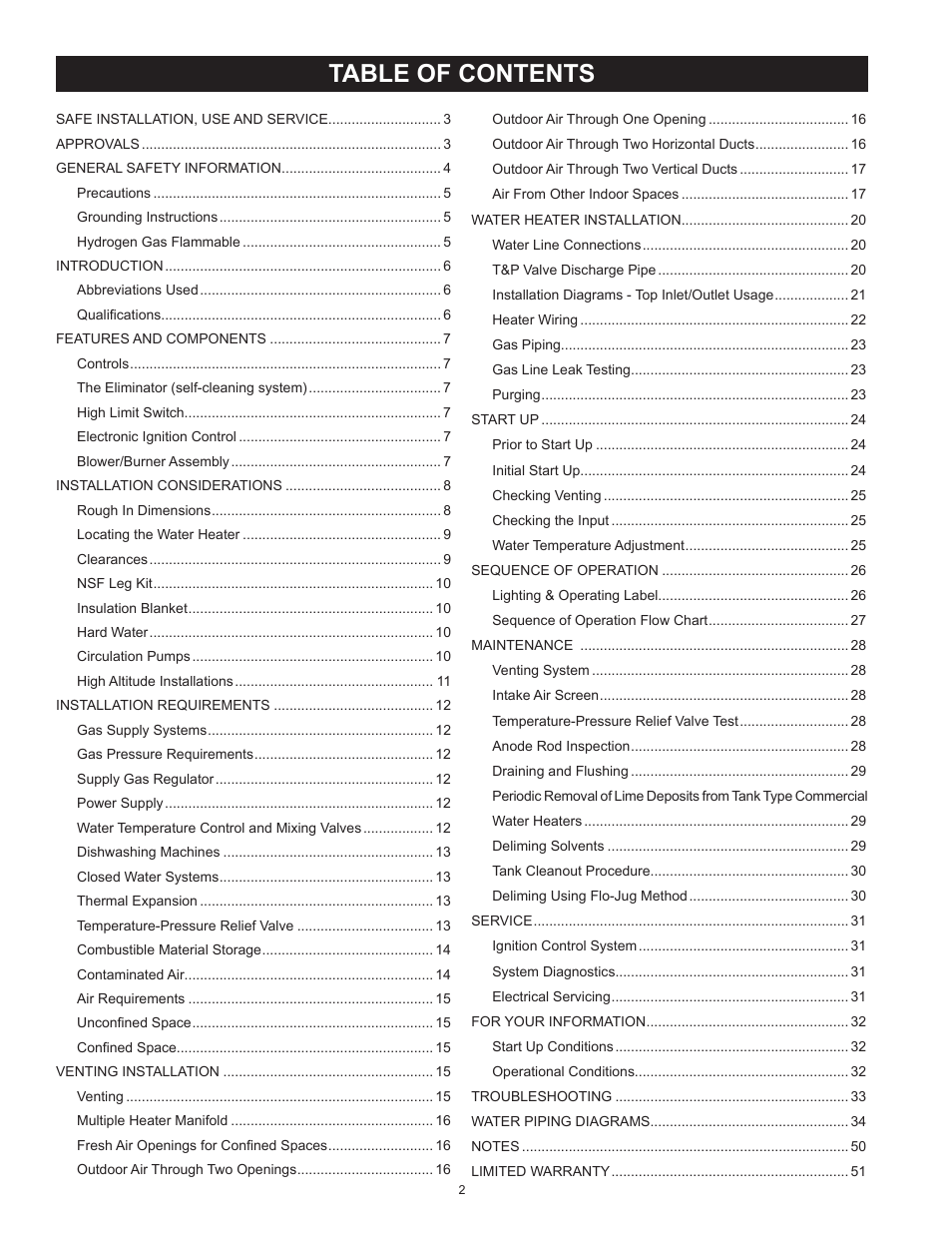 American Water Heater BCL3 85T390 6NOX User Manual | Page 2 / 52