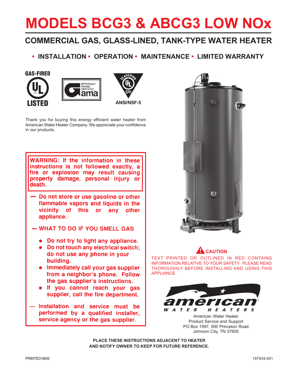 American Water Heater ABCG3 User Manual | 36 pages