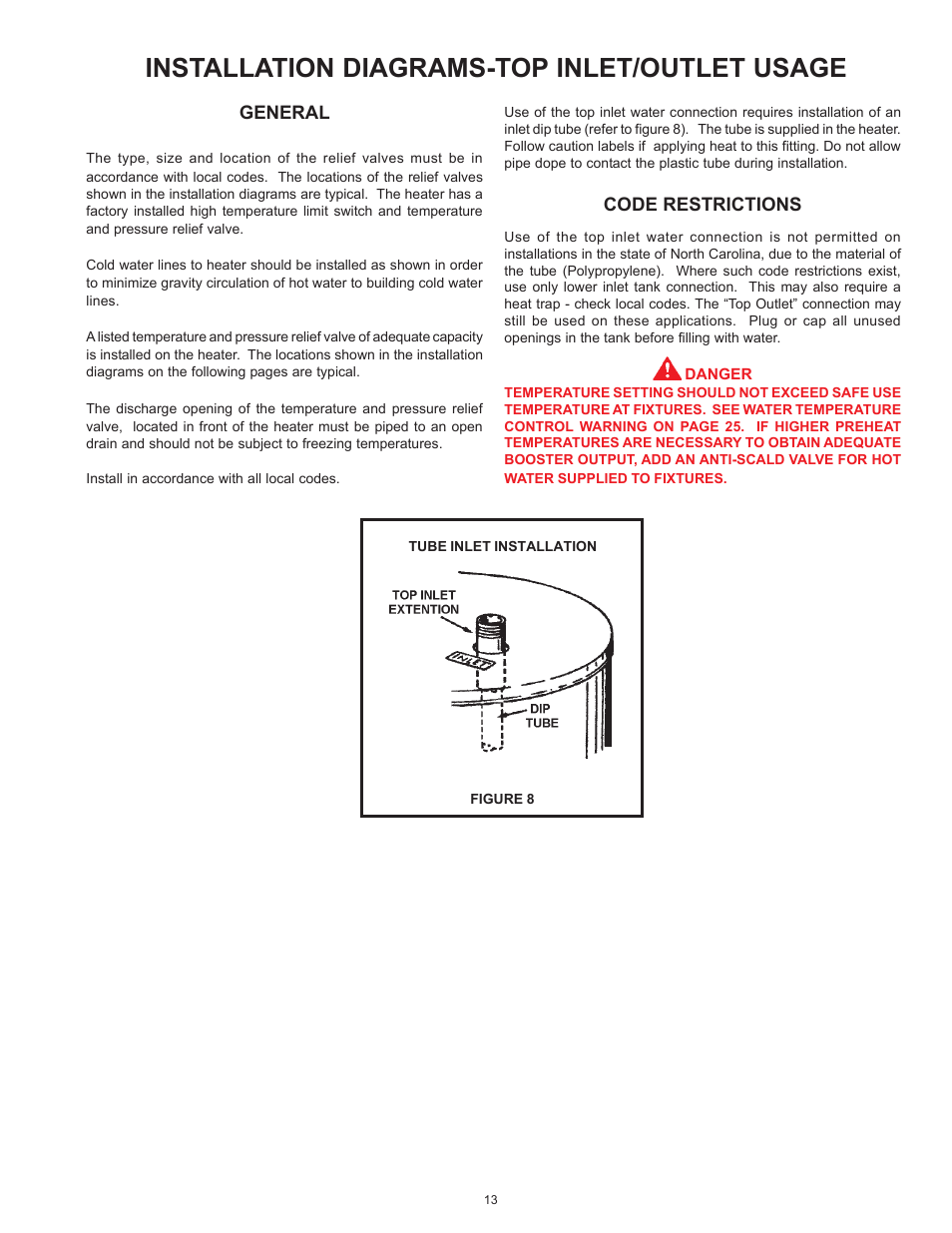 Installation diagrams-top inlet/outlet usage | American Water Heater ABCG3 User Manual | Page 13 / 36