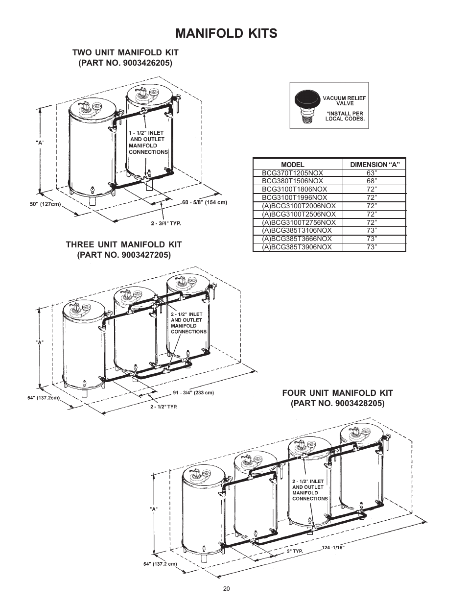 Manifold kits | American Water Heater ABCG3 User Manual | Page 20 / 36