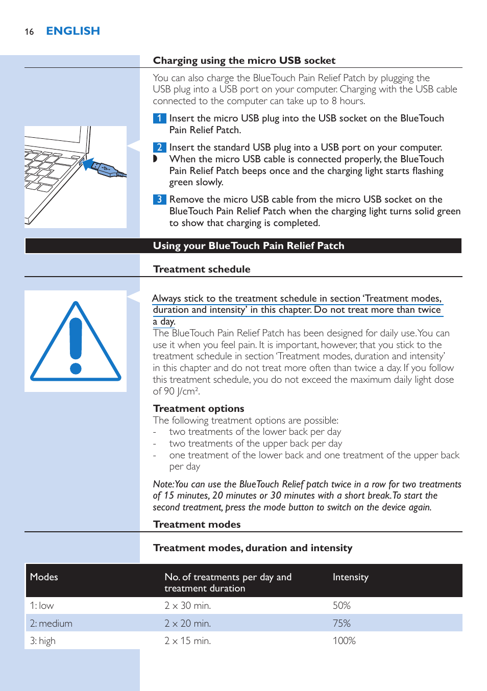 Philips BlueTouch-Schmerztherapiegerät User Manual | Page 16 / 90