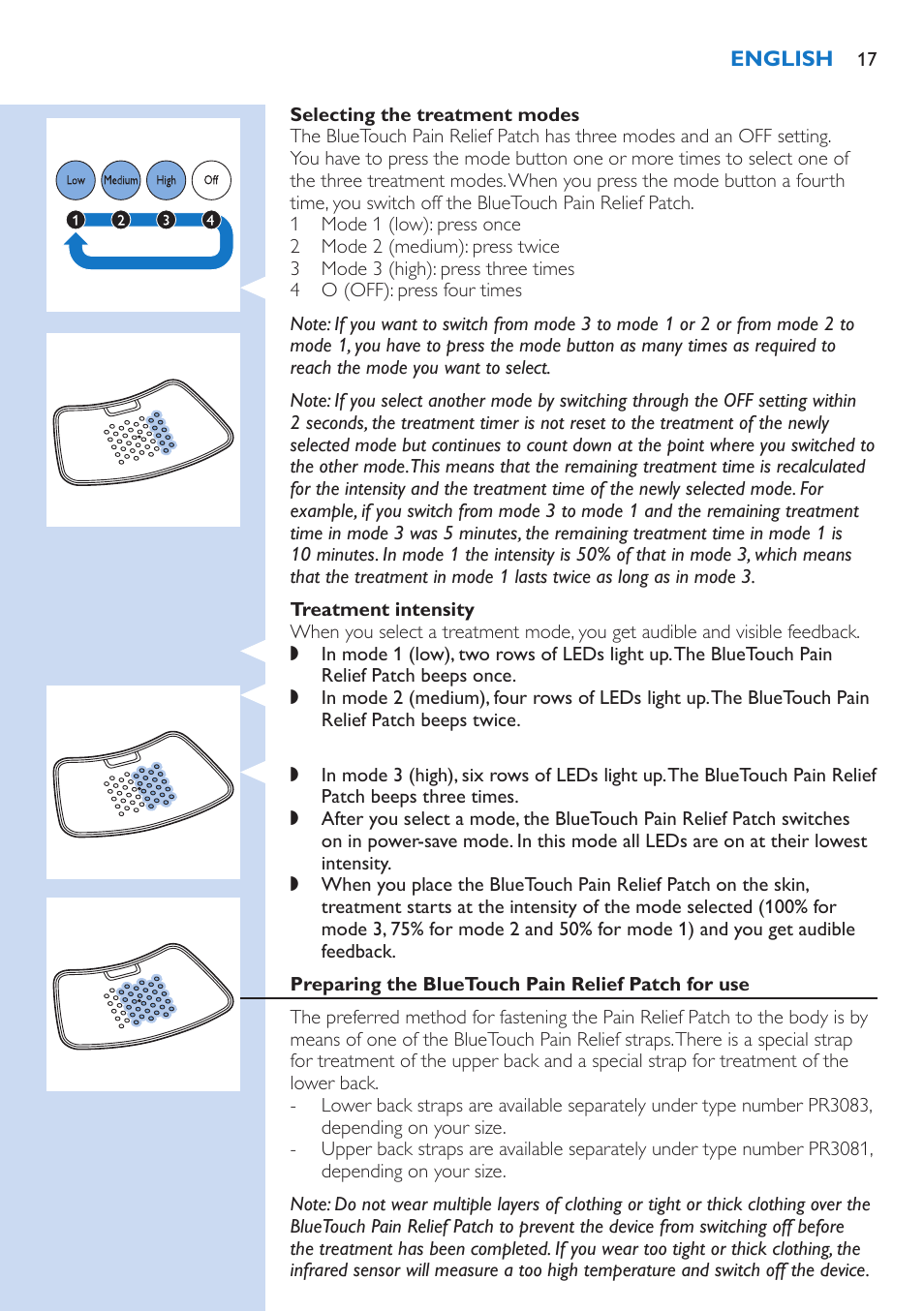 Philips BlueTouch-Schmerztherapiegerät User Manual | Page 17 / 90