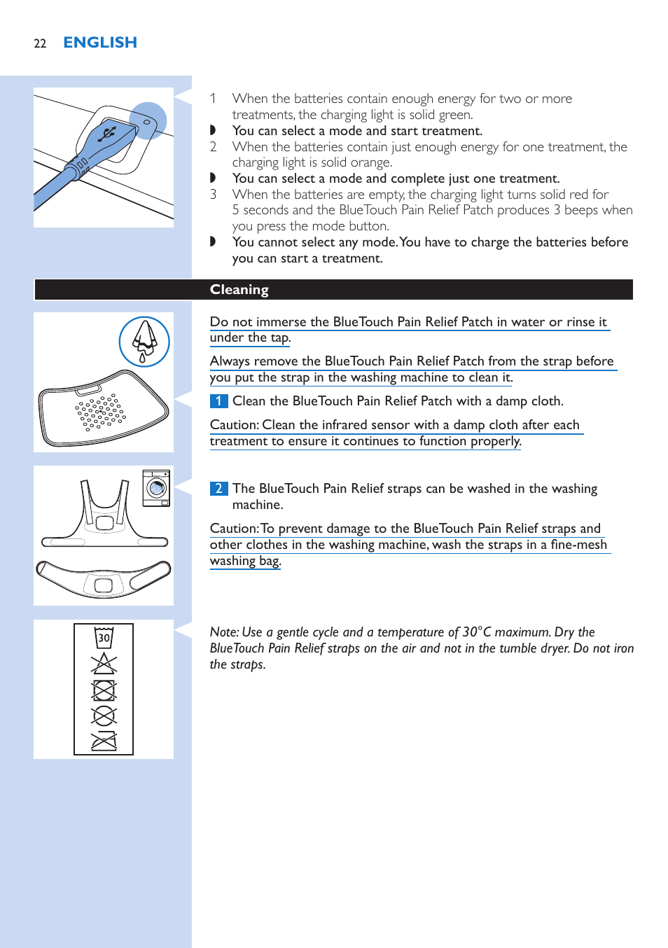 Philips BlueTouch-Schmerztherapiegerät User Manual | Page 22 / 90