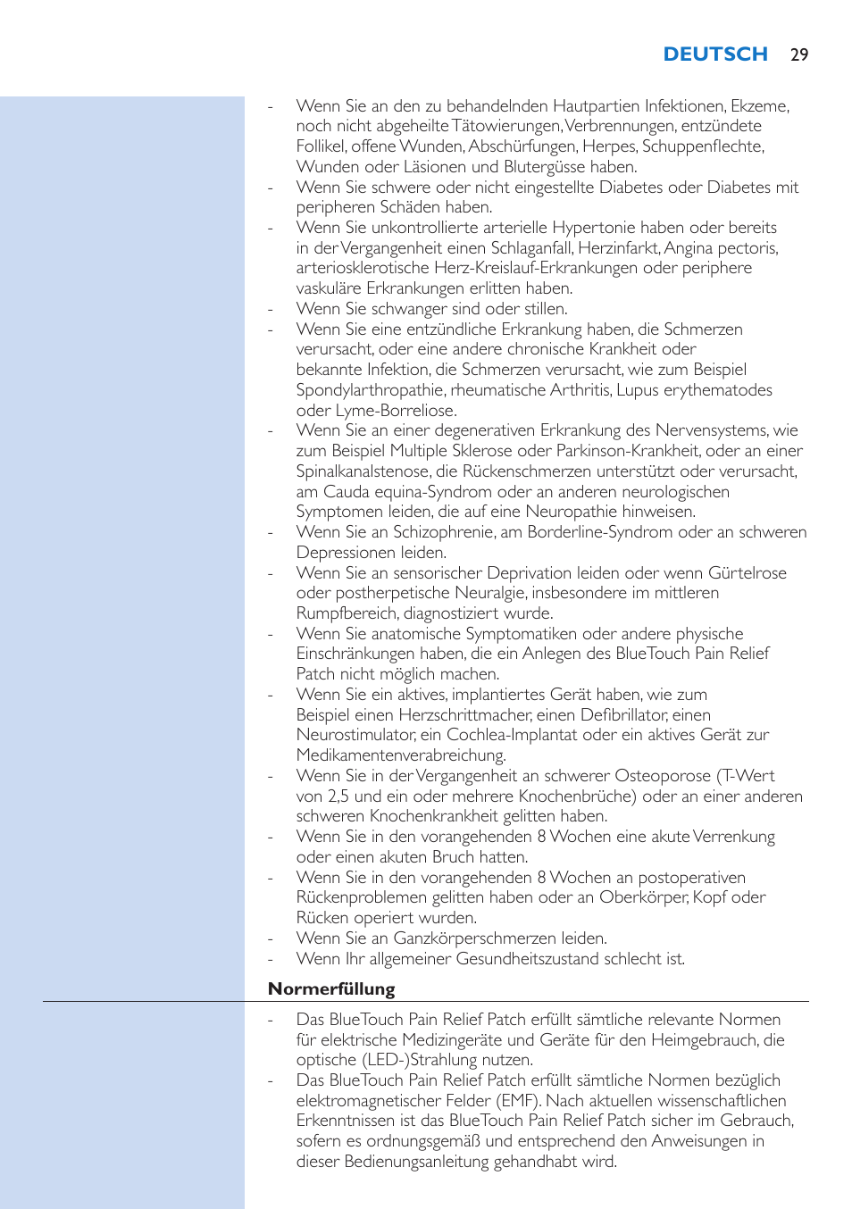 Philips BlueTouch-Schmerztherapiegerät User Manual | Page 29 / 90