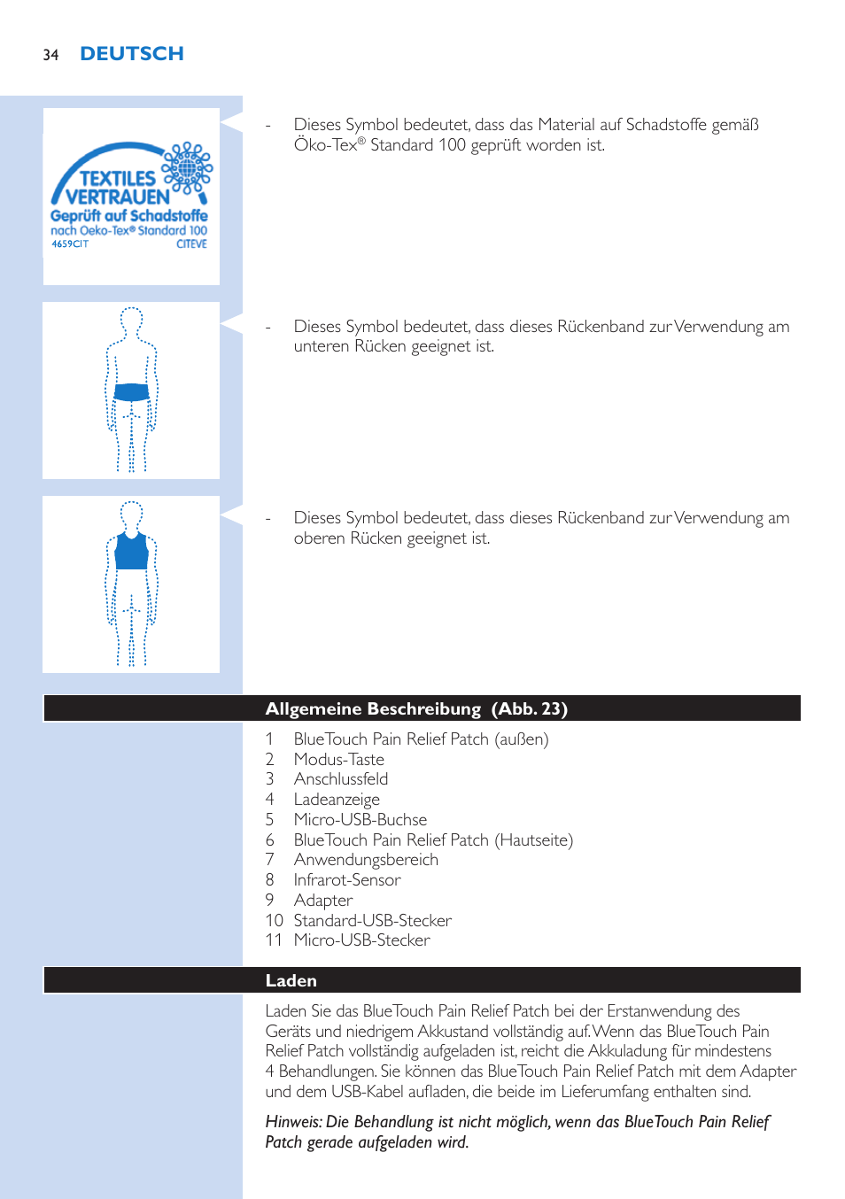 Philips BlueTouch-Schmerztherapiegerät User Manual | Page 34 / 90