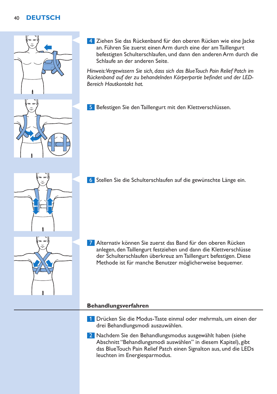 Philips BlueTouch-Schmerztherapiegerät User Manual | Page 40 / 90