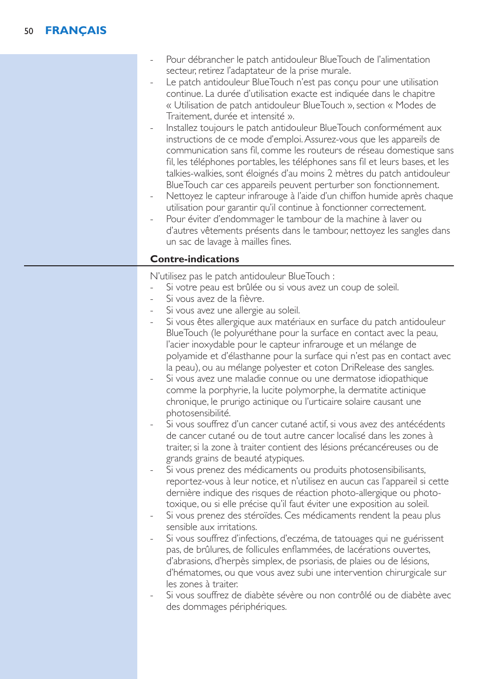 Philips BlueTouch-Schmerztherapiegerät User Manual | Page 50 / 90