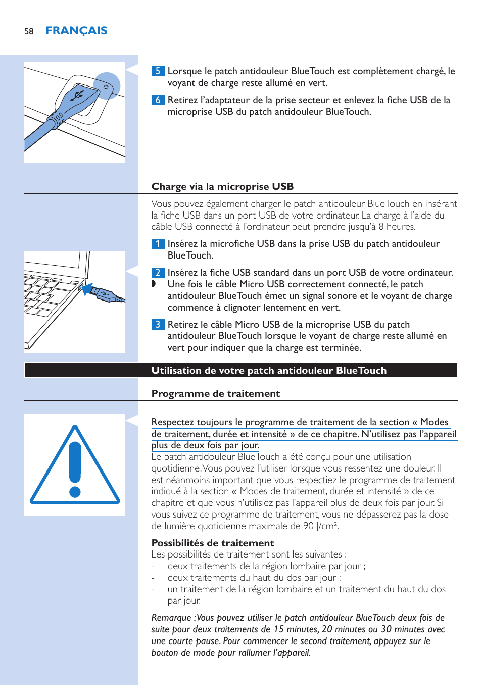 Philips BlueTouch-Schmerztherapiegerät User Manual | Page 58 / 90