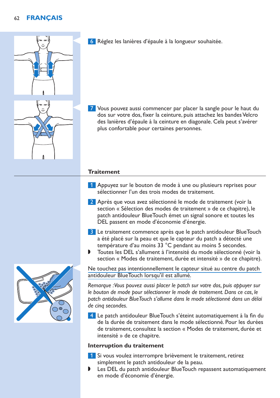 Philips BlueTouch-Schmerztherapiegerät User Manual | Page 62 / 90