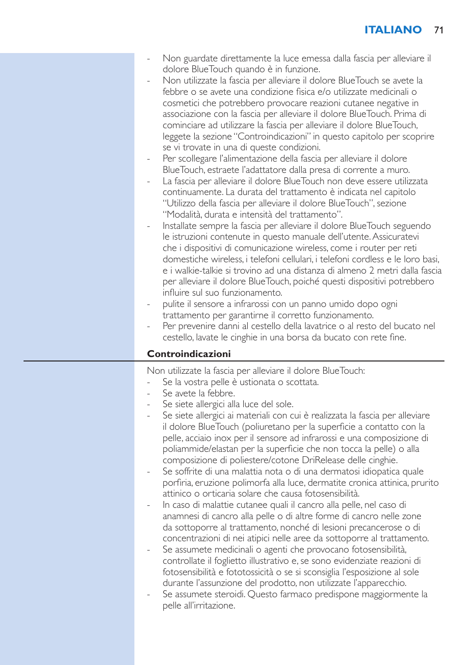 Philips BlueTouch-Schmerztherapiegerät User Manual | Page 71 / 90