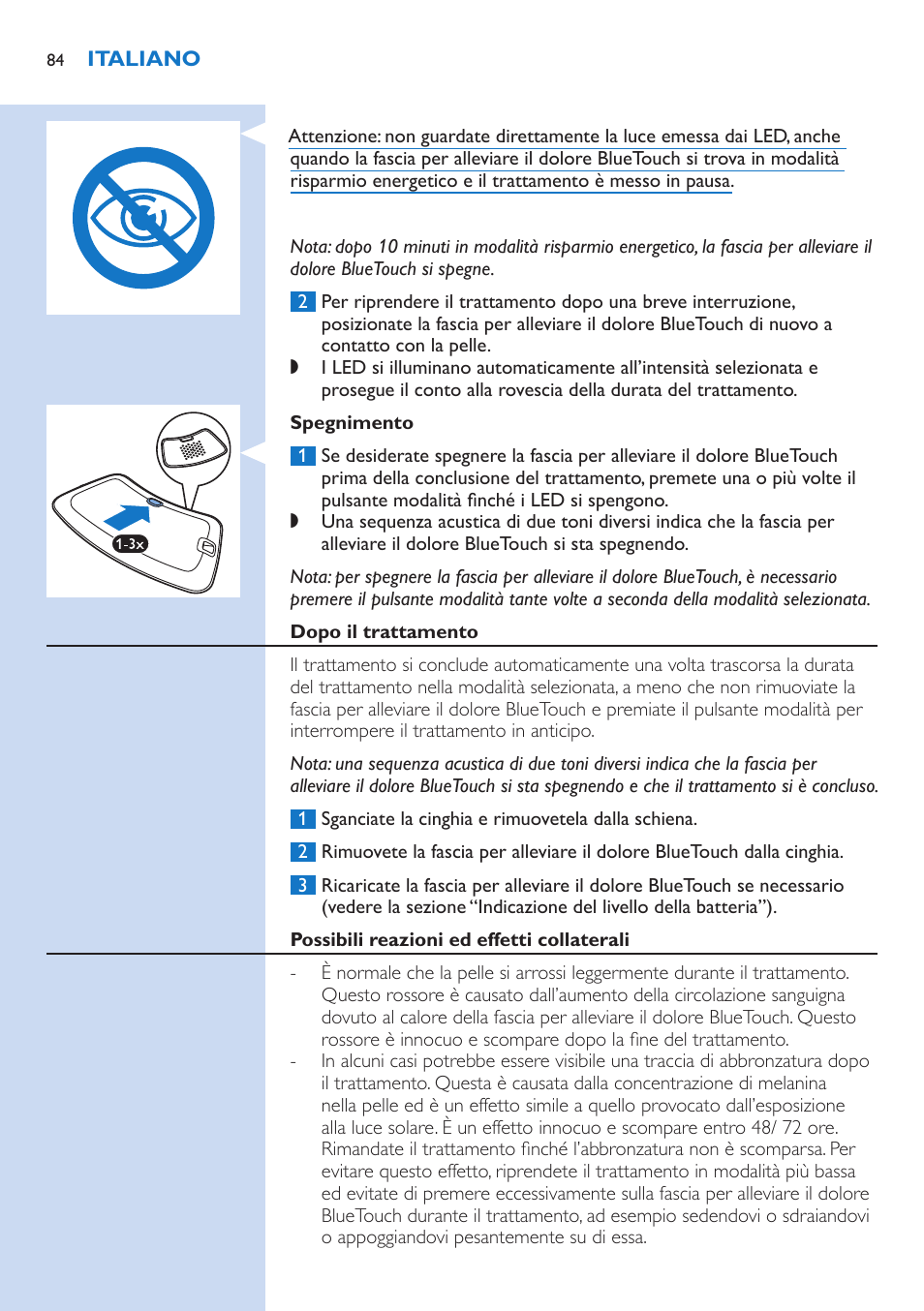 Philips BlueTouch-Schmerztherapiegerät User Manual | Page 84 / 90