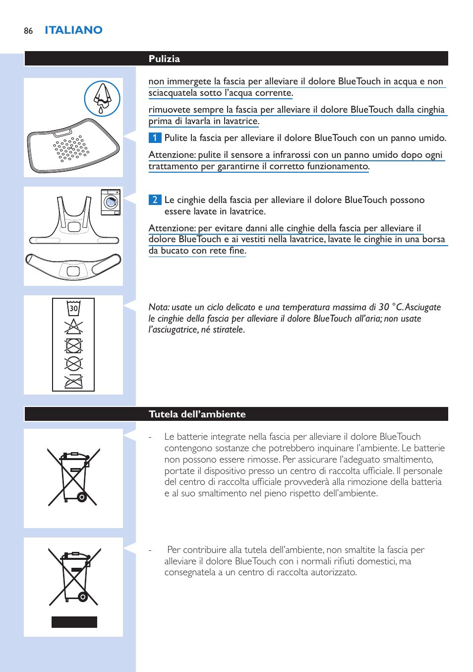 Philips BlueTouch-Schmerztherapiegerät User Manual | Page 86 / 90